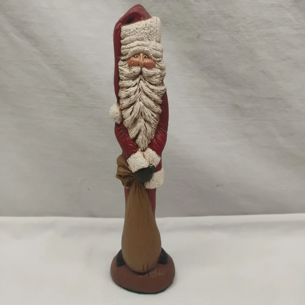 Santa Ceramic Folk Art 8.5in Tall Skinny Figurine Christmas Vintage Old World